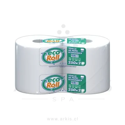 Toalla de Papel Ecoroll Económica 2 Rollos 250 m Hoja Simple