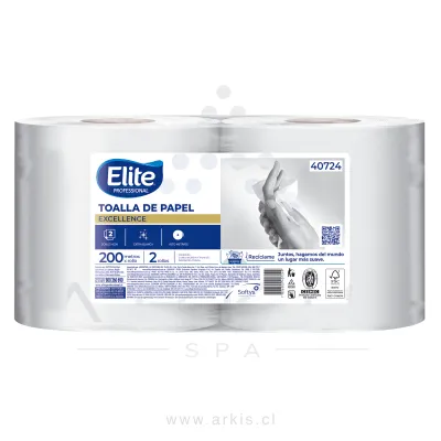Toalla de Papel Elite 2 Rollos 200 m Doble Hoja