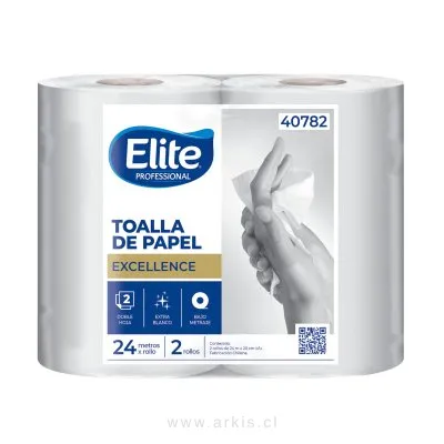 Toalla de Papel Elite 2 Rollos 24 m Doble Hoja