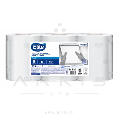 Toalla de Papel Elite Autocorte 3 Rollos 135 m Hoja Simple