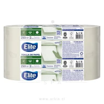 Toalla de Papel Elite Ecológica 2 Rollos 250 m Hoja Simple
