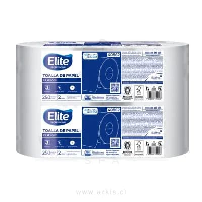 Toalla de Papel Elite Económico 2 Rollos 250 m Hoja Simple