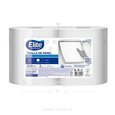 Toalla de Papel Elite Plus 2 Rollos 200 m Hoja Simple