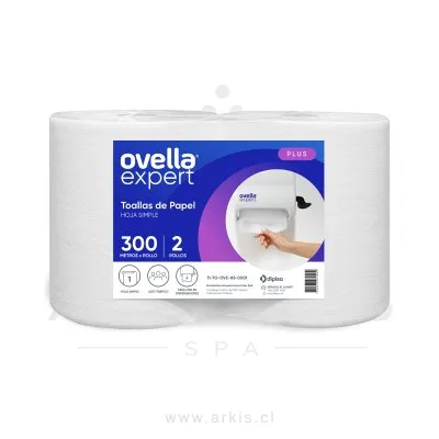 Toalla de Papel Ovella Plus 2 Rollos 300 m Hoja Simple