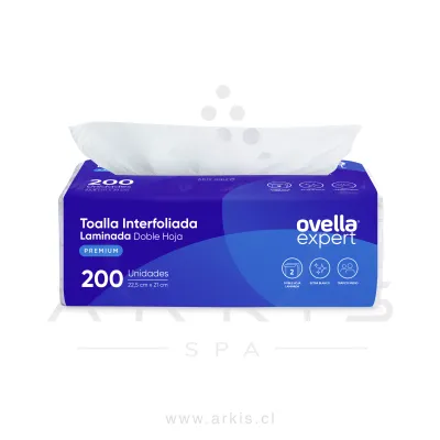 Toalla de Papel Ovella Premium Interfoliada Doble Hoja 200 Unidades