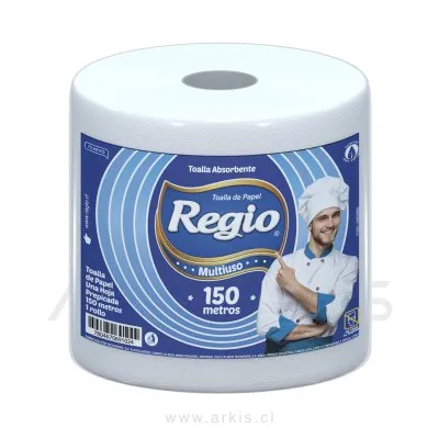 Toalla de Papel Regio Multiuso 1 Rollo 150 m Hoja Simple
