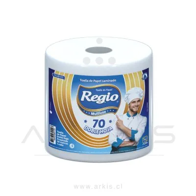 Toalla de Papel Regio Multiuso 1 Rollo 70 m Doble Hoja