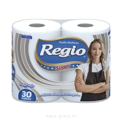 Toalla de Papel Regio Súper 2 Rollos 30 m Doble Hoja