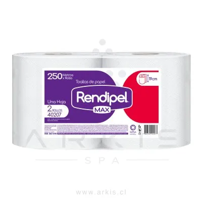 Toalla de Papel Rendipel Max 2 Rollos 250 m Hoja Simple