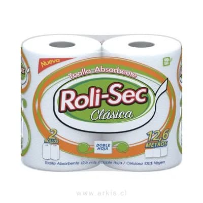 Toalla de Papel Roli-Sec 2 Rollos 12.6 m Doble Hoja