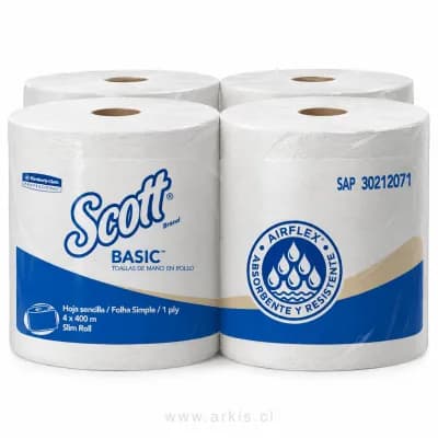 Toalla de Papel Scott Jumbo 4 Rollos 400 m Hoja Simple