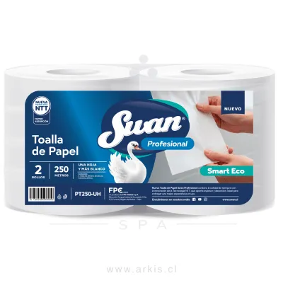 Toalla de Papel Swan Profesional Smart Eco Hoja Simple 2 Rollos 250 m