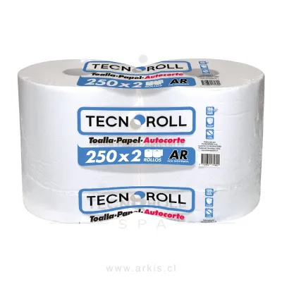 Toalla de Papel Tecnoroll Autocorte 2 Rollos 250 m Hoja Simple