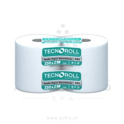 Toalla de Papel Tecnoroll Jumbo 2 Rollos 250 m Hoja Simple