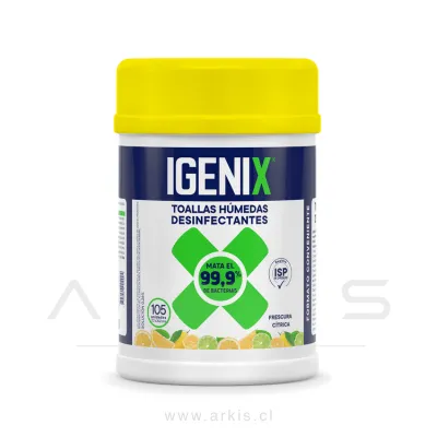 Toallas Desinfectantes Igenix Frescura Cítrica Pote de 105 Unidades