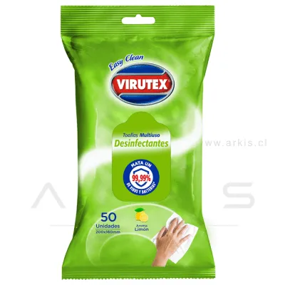 Toallas Desinfectantes Virutex Easy Clean Aroma Limón 50 Unidades