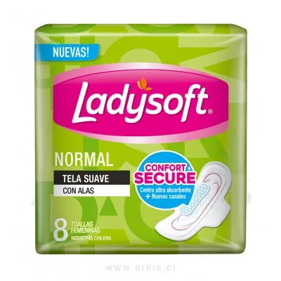 Toallas Higiénicas Ladysoft Normal Paquete de 8 Unidades