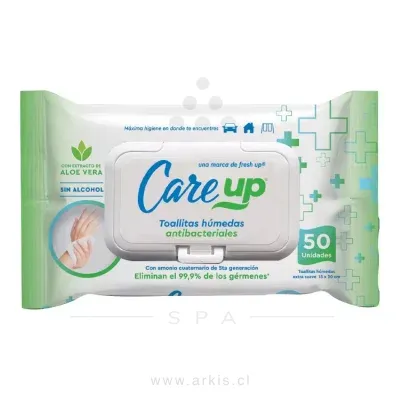 Toallas Húmedas Care Up Antibacteriales de 50 Unidades