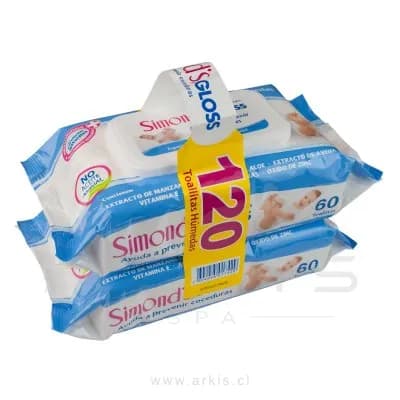 Toallas Húmedas Simond's Gloss con Tapa Pack de 2 x 60 Unidades