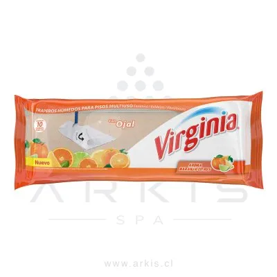 Trapero Húmedo Desinfectante Virginia Naranja Citrus 10 Unidades
