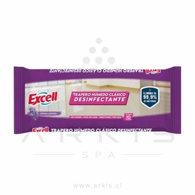 Trapero Húmedo Excell Desinfectante Lavanda 40X60 cm 10 Unidades
