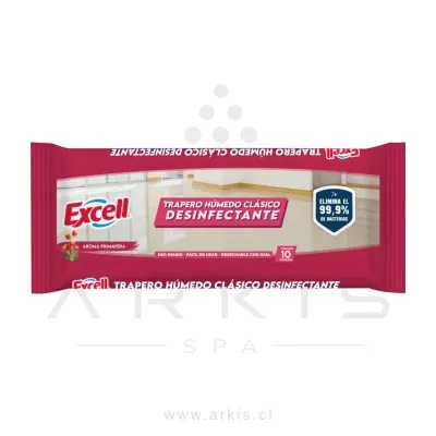 Trapero Húmedo Excell Desinfectante Primavera 40x60 cm 10 Unidades