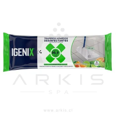 Trapero Húmedo Igenix Desinfectante Naranja Citrus 8 Unidades