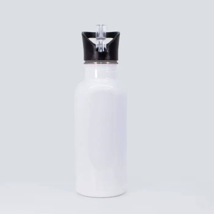 Botella Tapa Bombilla Acero Inoxidable Blanco 600 ml