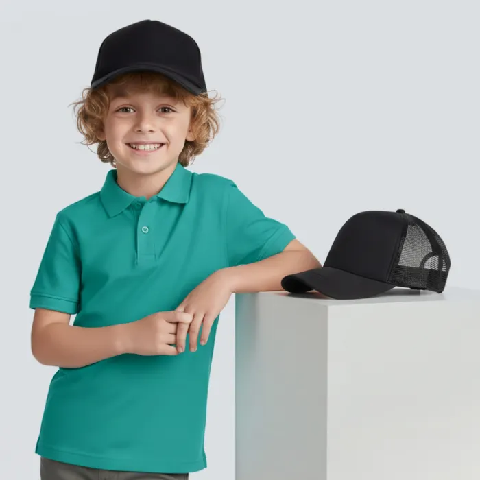 Gorro malla de poliéster full color negro niño