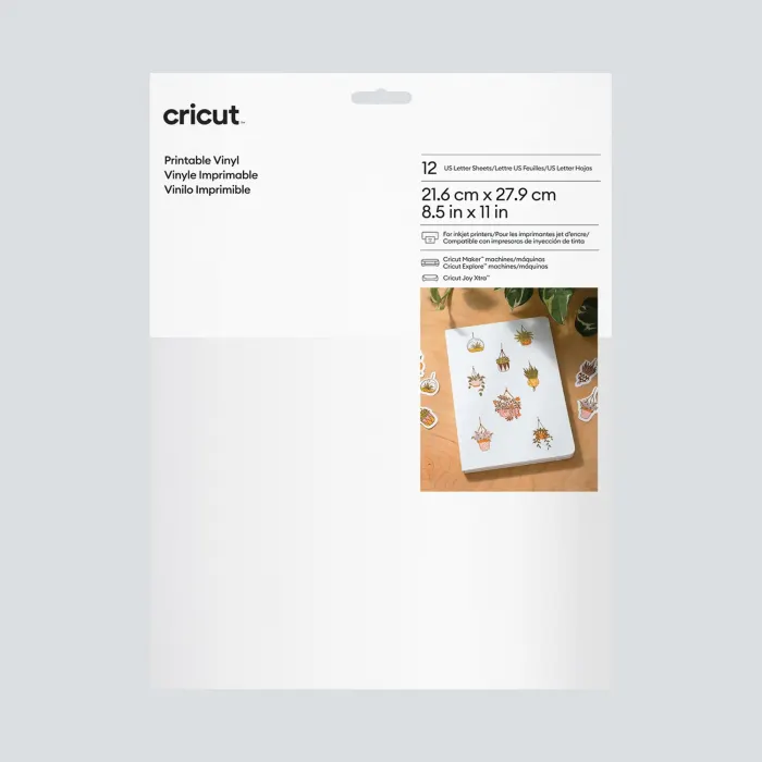 Resma Vinilo Imprimible Cricut Blanco 22x28cm 12u