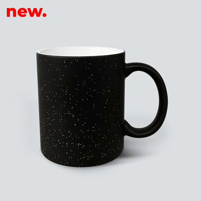 Tazón Sublimación Cambia Color Negro Glitter SG 11 oz