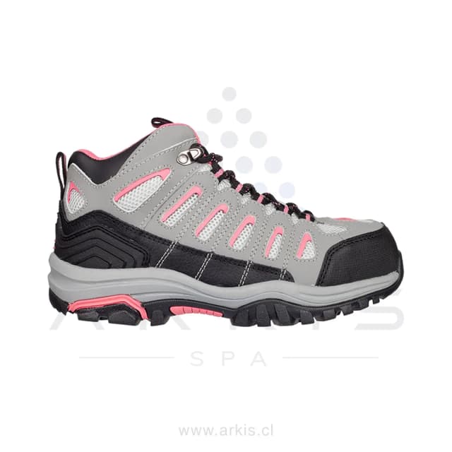 Botín de Seguridad Mujer Skechers Work Bellshill Gris Rosado