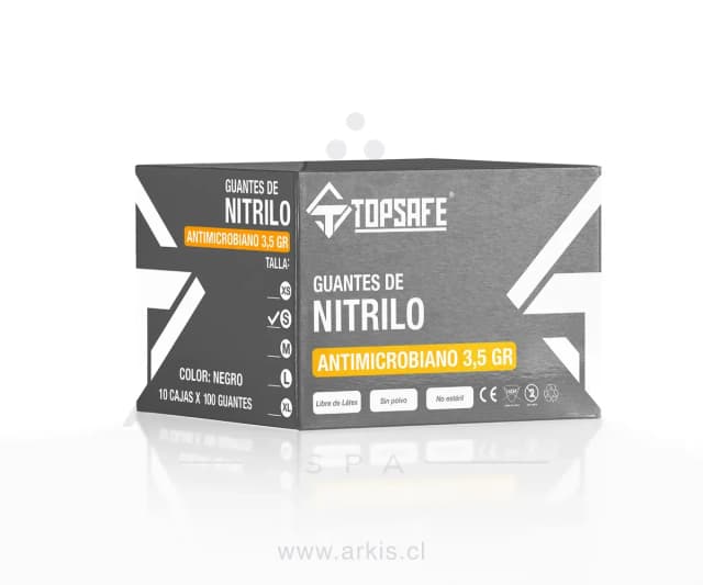 Box Guante de Nitrilo Negro 3,5 grs Topsafe 10 x 100u