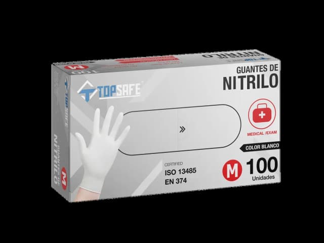 Guante de Nitrilo 3,0 gr Topsafe Blanco (100u)
