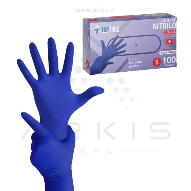 Guante de Nitrilo 3,5 gr Topsafe Cobalto (100u)
