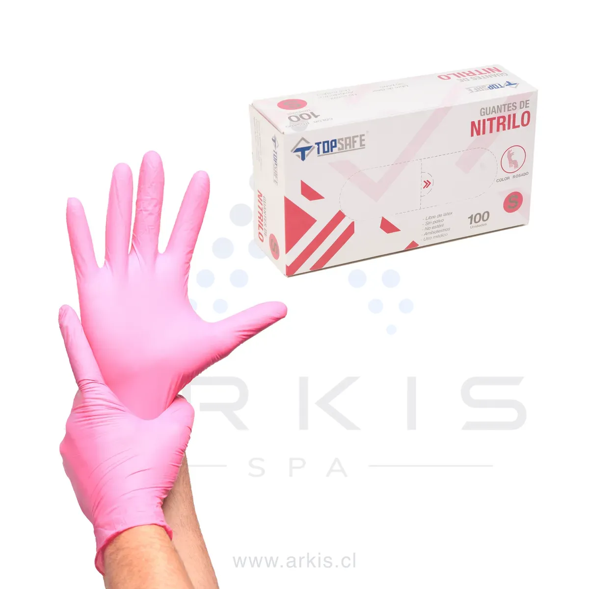 Guante de Nitrilo 3,5 gr Topsafe Rosado (100u)