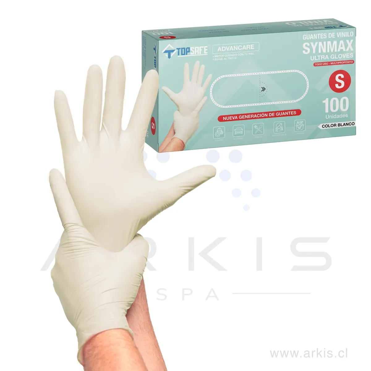 Guante de Vinilo Blanco SYNMAX Topsafe (100u)